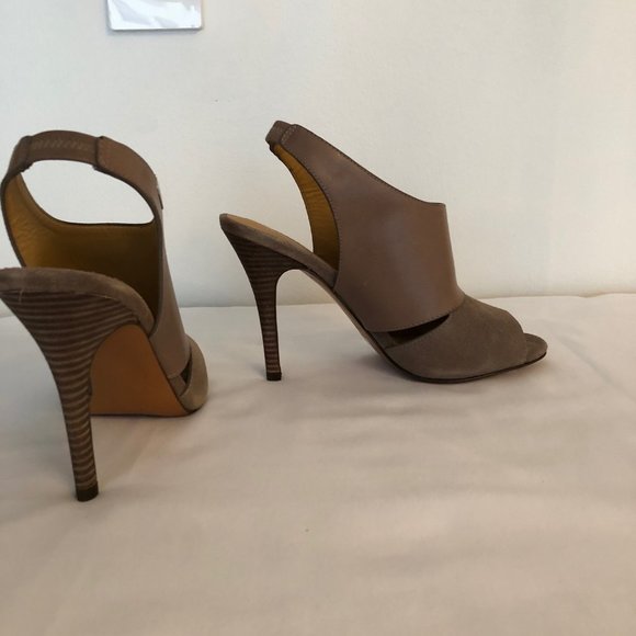 Coach Taupe Leather & Suede Stiletto Booties - Picture 3 of 8